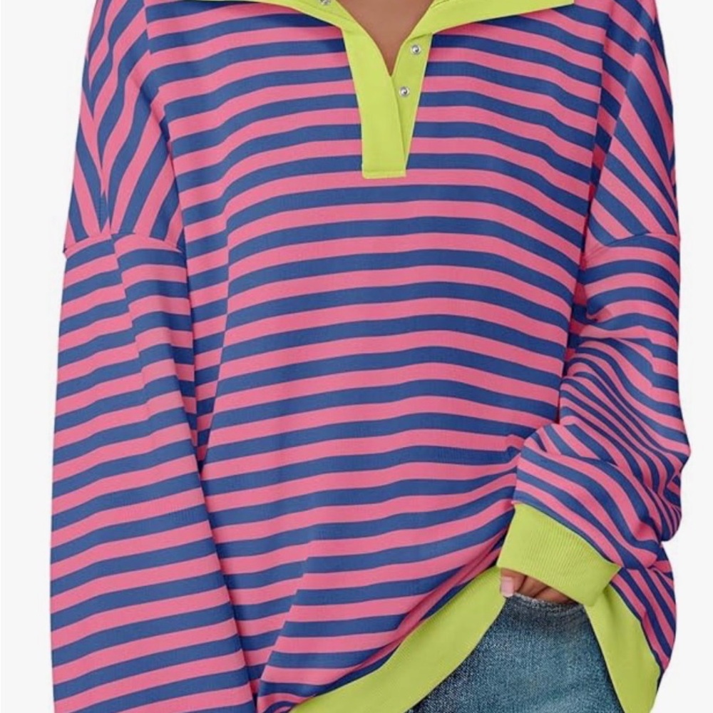 Vibrant Striped Pink and Blue sweatshirt